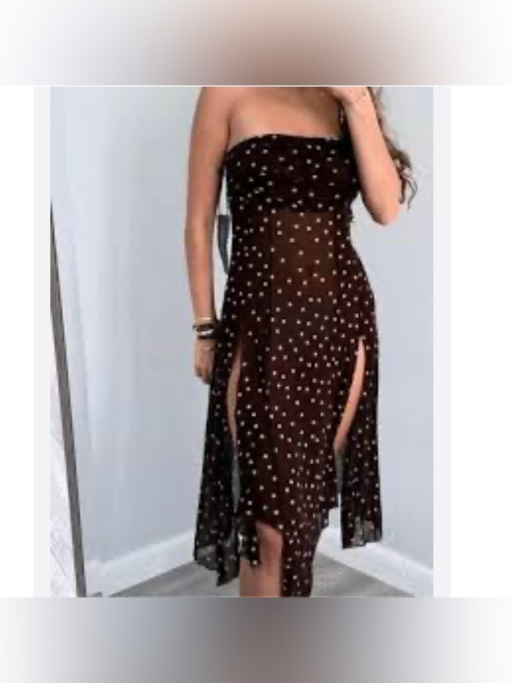 NWT Sans Souci Polka Dot Strapless Halter Dress Size Small